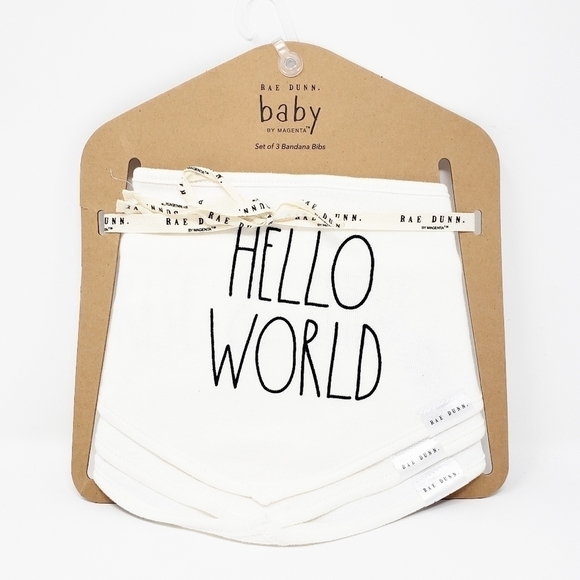 RAE DUNN Hello World bib set bandana style - Picture 1 of 5